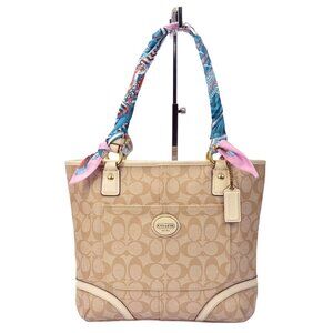 AUTHENTIC COACH F8917 PEYTON SIGNATURE TOTE WITH RIBBONS ON HANDLES